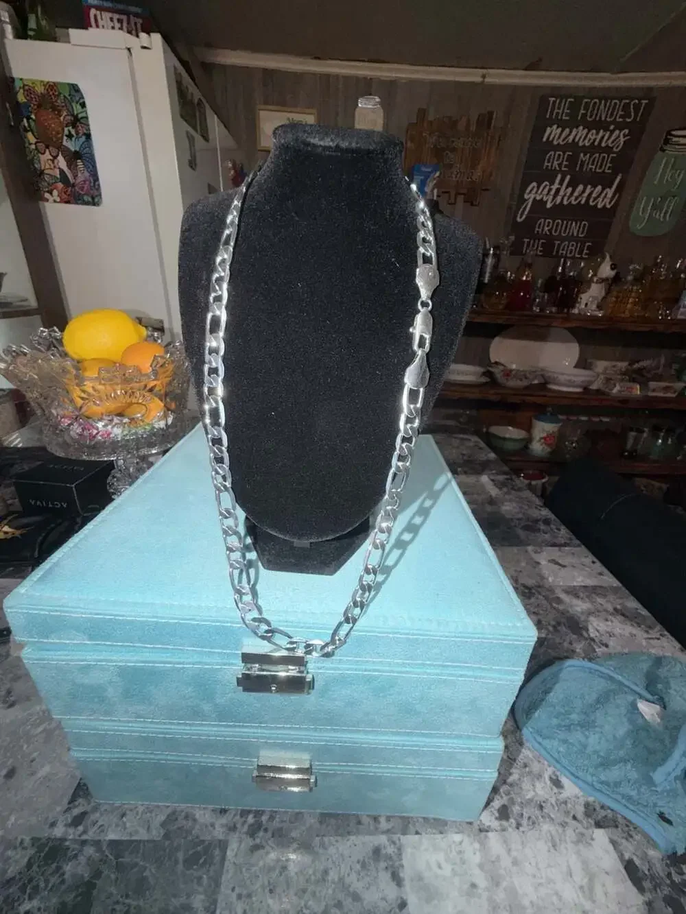 925 pvd played  Sterling Silver Figaro Link Chain 24 inch